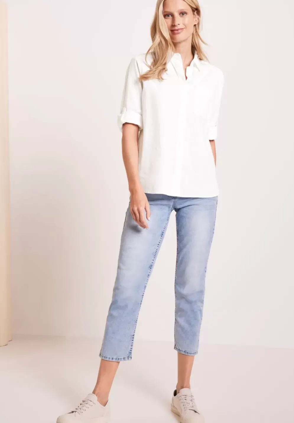 Unifarbene Leinenmix Bluse