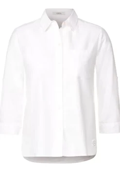 Unifarbene Leinenmix Bluse