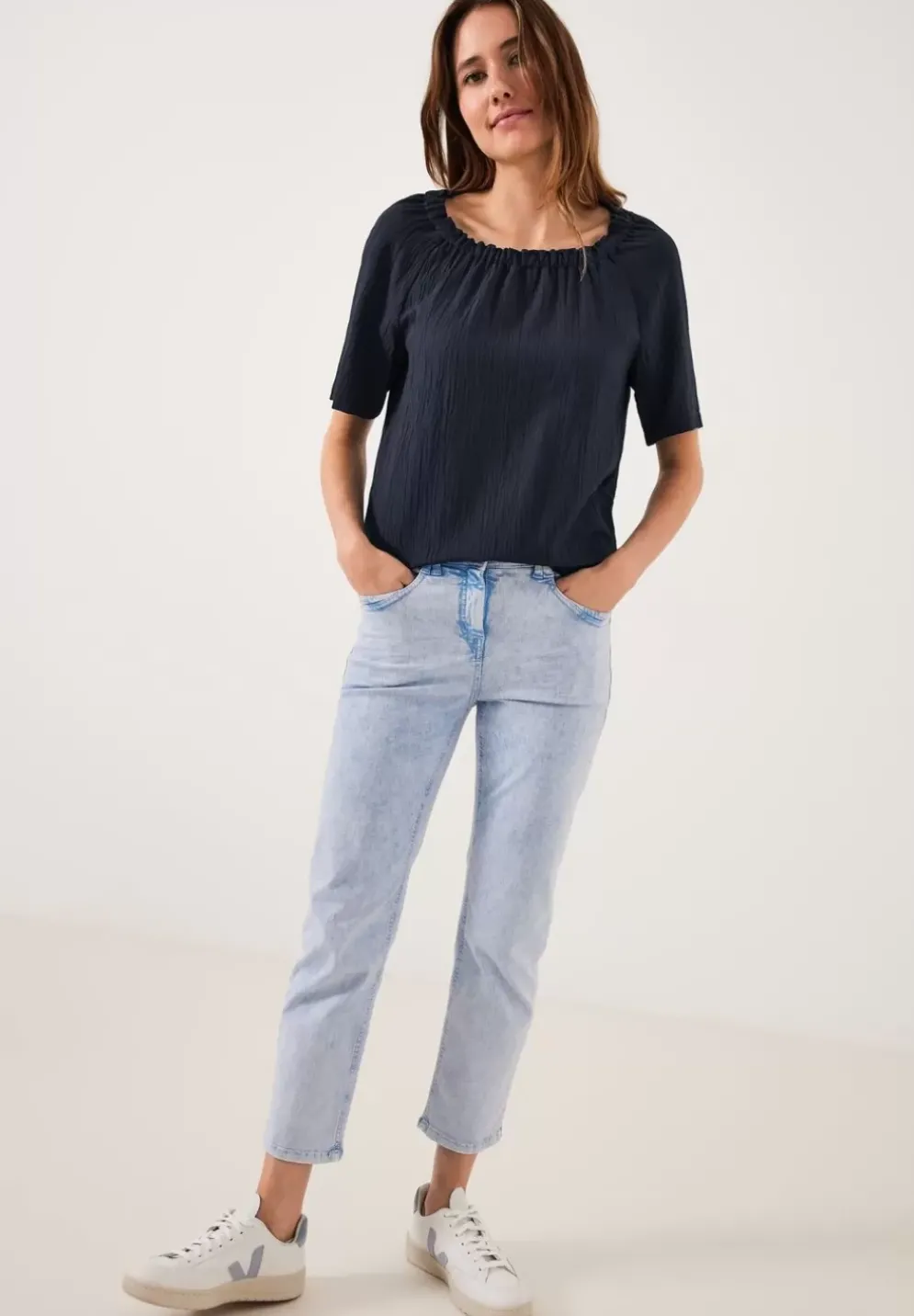 Unifarbene Struktur Bluse