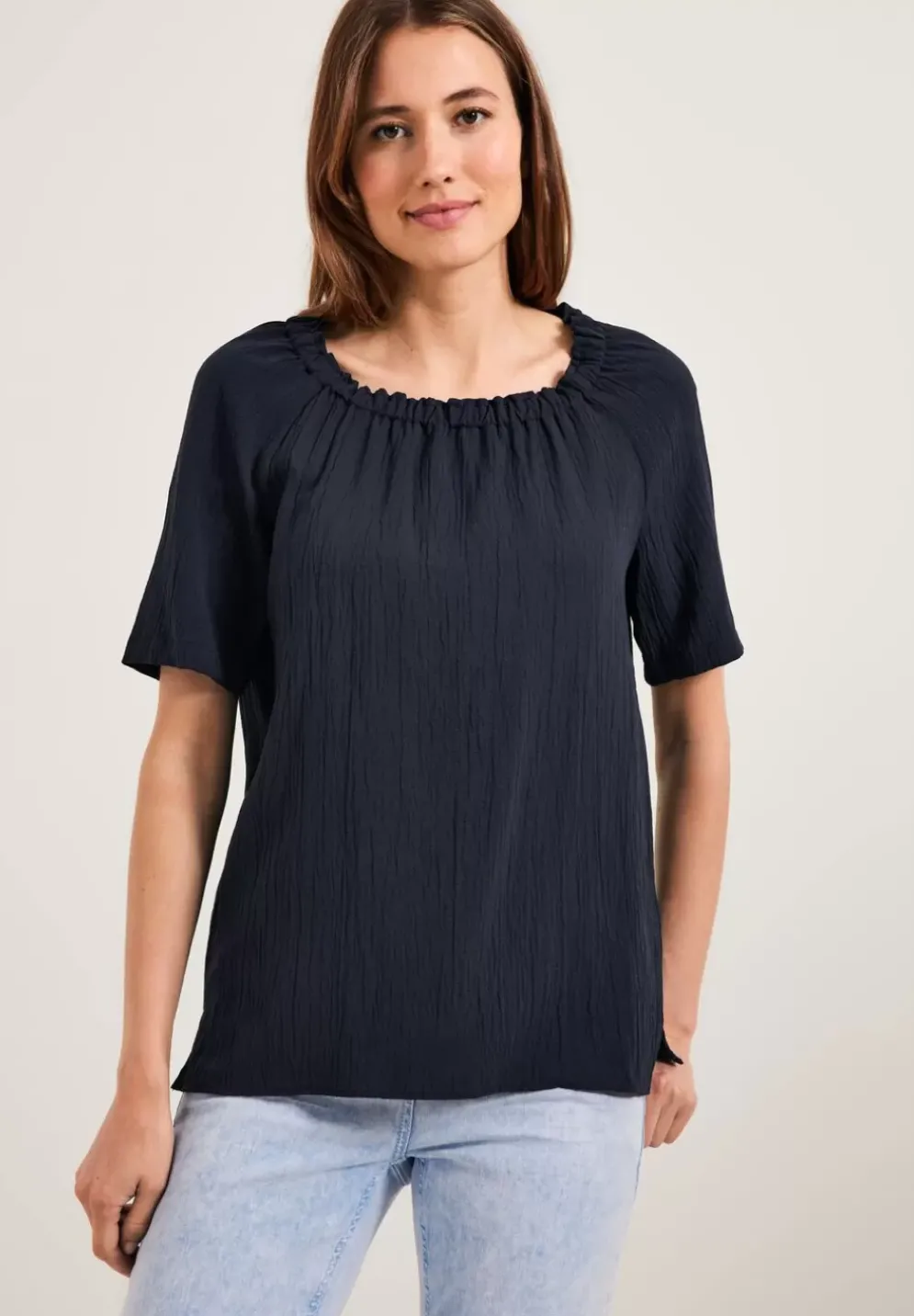 Unifarbene Struktur Bluse