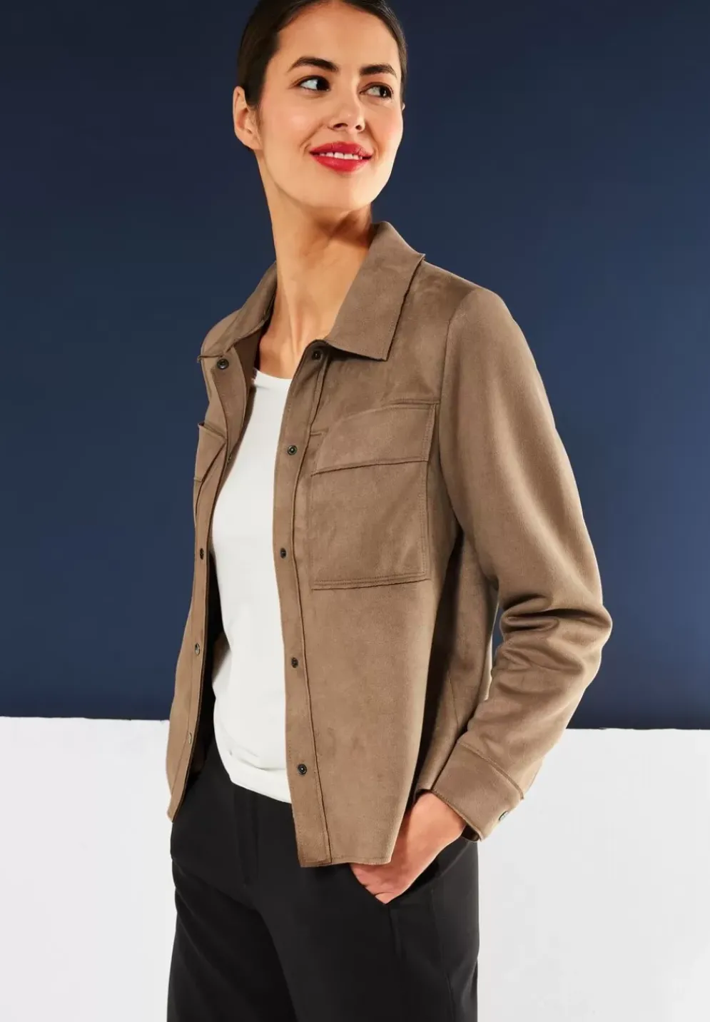 Veloursjacke In Unifarbe
